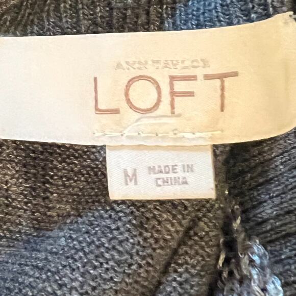 LOFT Sweater Shawl Womens Size M Grey Wool Sleeveless Open Front Cardigan Wrap - Picture 2 of 8